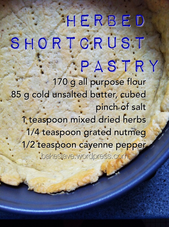 Tip: Double the ingredient amounts for herbed shortcrust pastry that is more than enough for a deep 8" round tin.